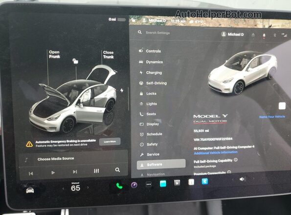 7SAYGDEF6SF221564 2025 TESLA MODEL White Vista del cuadro de instrumentos