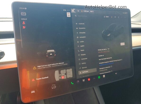 7SAYGDEF7NF407781 2022 TESLA MODEL Black Սարքավորումների վահանակի տեսք