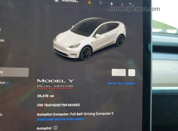 7SAYGDEF7NF464580 2022 TESLA MODEL White Вид щитка приладів