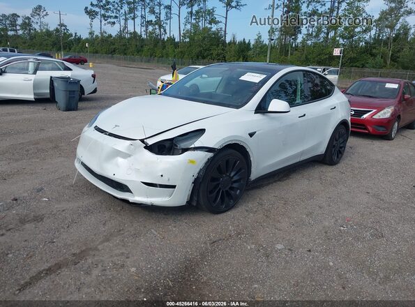 7SAYGDEF7NF507279 2022 TESLA MODEL Y White წინა მარცხენა ხედი სამი მეოთხედიდან