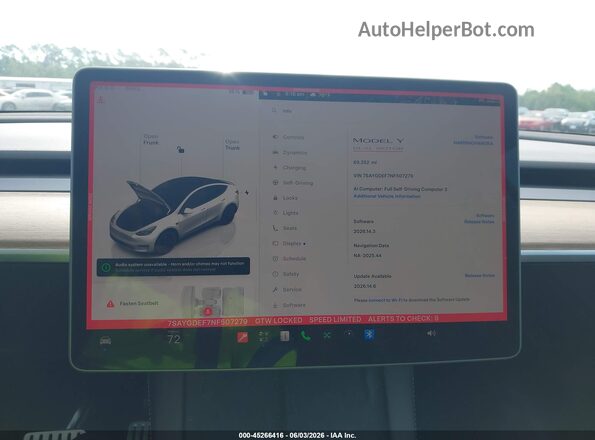 7SAYGDEF7NF507279 2022 TESLA MODEL Y White 