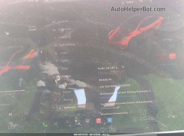 7SAYGDEF7PF632110 2023 TESLA MODEL Y Красный Вид задних сидений