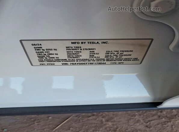 7SAYGDEF7RF179044 2024 TESLA MODEL White Widok komory silnika