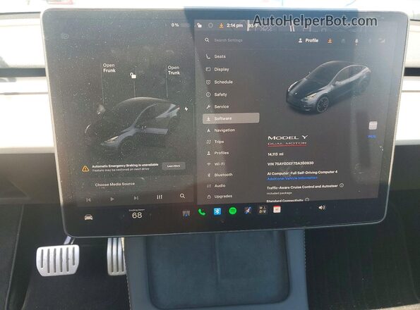 7SAYGDEF7SA350930 2025 TESLA MODEL Gray ხელსაწყოთა პანელის ხედი