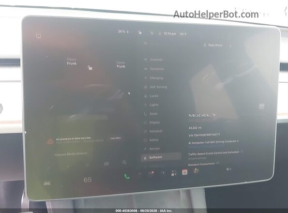 7SAYGDEF8RF106717 2024 TESLA MODEL Y Серый Вид задних сидений