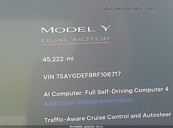 7SAYGDEF8RF106717 2024 TESLA MODEL Y Серый 