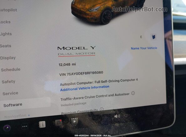 7SAYGDEF8RF195060 2024 TESLA MODEL Y Серый Вид задних сидений