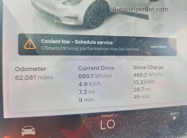 7SAYGDEF9NF361256 2022 TESLA MODEL Белый Вид щитка приборов