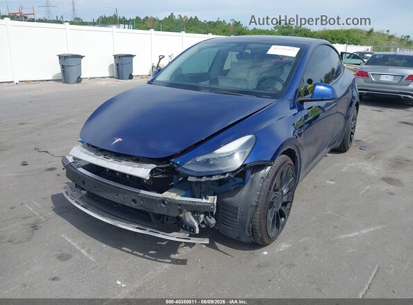 7SAYGDEF9NF441995 2022 TESLA MODEL Y Blue Առջևի ձախ երեք քառորդ տեսարան