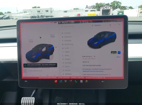 7SAYGDEF9NF441995 2022 TESLA MODEL Y Blue 