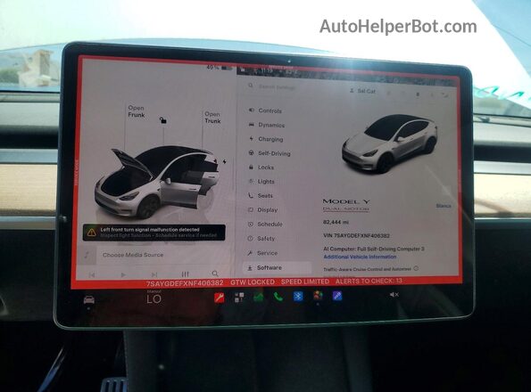 7SAYGDEFXNF406382 2022 TESLA MODEL Белый 