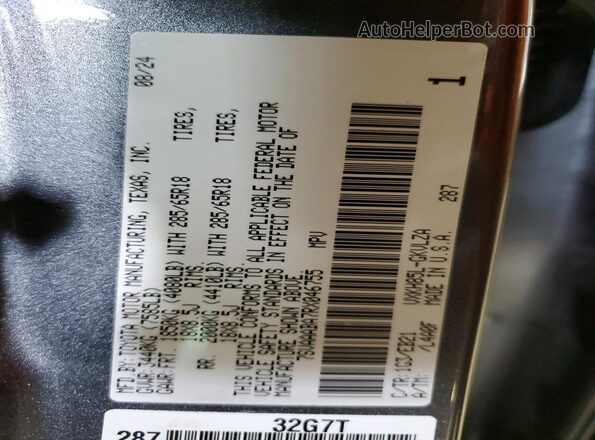 7SVAAABA7RX046755 2024 TOYOTA SEQUOIA Gray Vista de la etiqueta del VIN