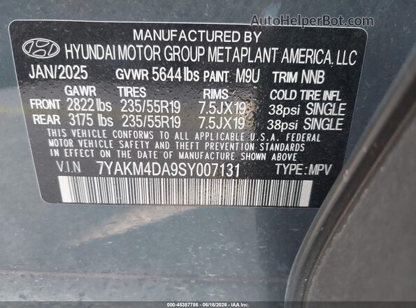 7YAKM4DA9SY007131 2025 HYUNDAI IONIQ 5 Green Շարժիչի բաժամունքի տեսք
