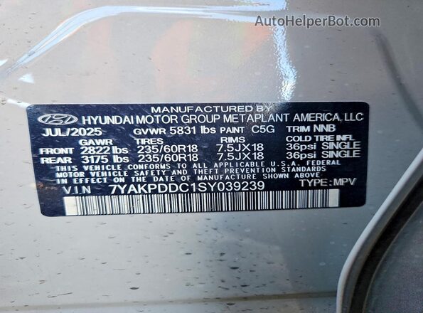 7YAKPDDC1SY039239 2025 HYUNDAI IONIQ Gray 