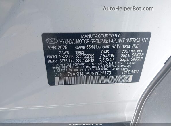 7YAKR4DA9SY024173 2025 HYUNDAI IONIQ 5 White ძრავის განყოფილების ხედი
