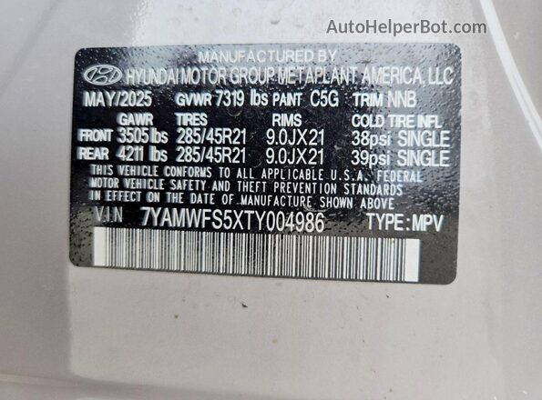 7YAMWFS5XTY004986 2026 HYUNDAI IONIQ Gray VIN კოდის სტიკერის ხედი