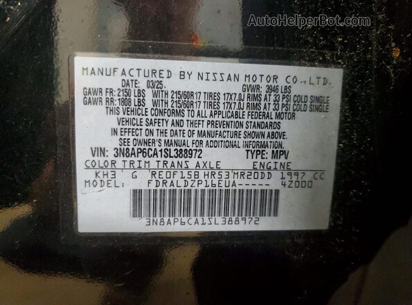 3N8AP6CA1SL388972 2025 NISSAN KICKS Black 