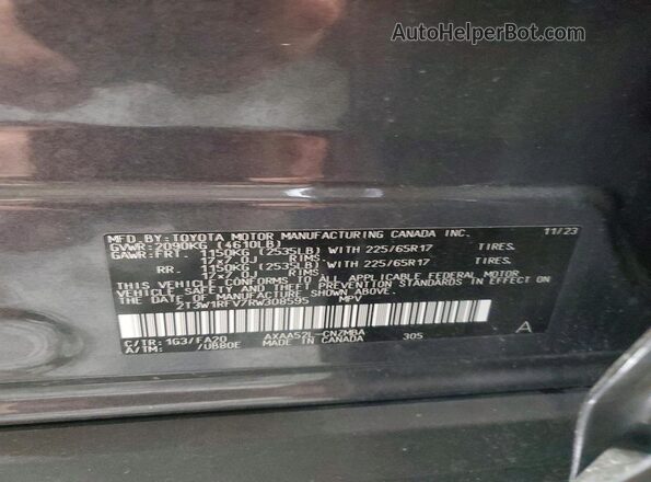 2T3W1RFV7RW308595 2024 TOYOTA RAV4 Gray სალონის 360-გრადუსიანი ხედი
