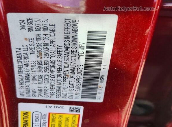 5J6RS3H76RL007819 2024 HONDA CR-V Burgundy 