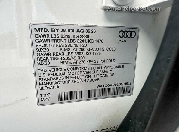 WA1LXAF70LD009548 2020 AUDI Q7 White 