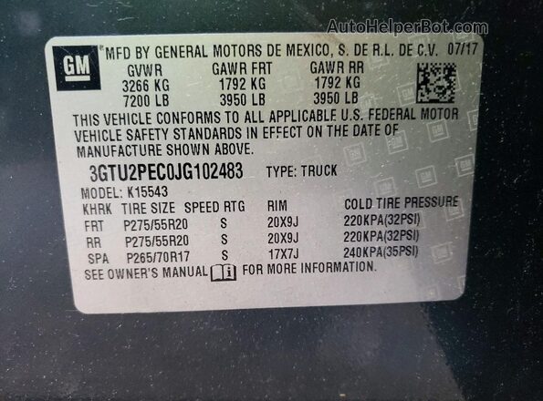 3GTU2PEC0JG102483 2018 GMC SIERRA Gray 
