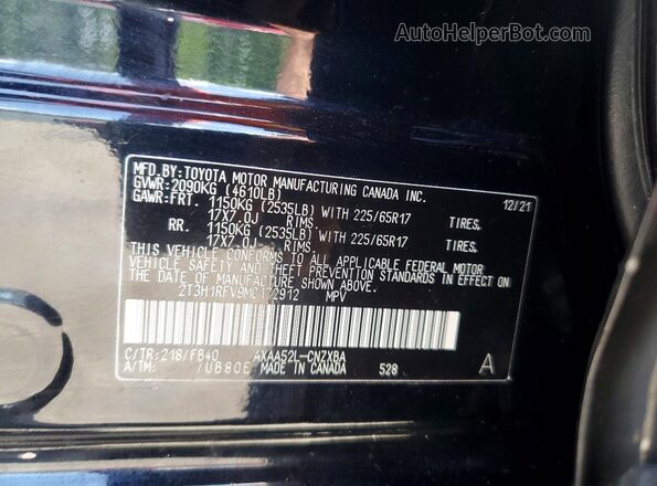 2T3H1RFV9MC172912 2021 TOYOTA RAV4 Черный 