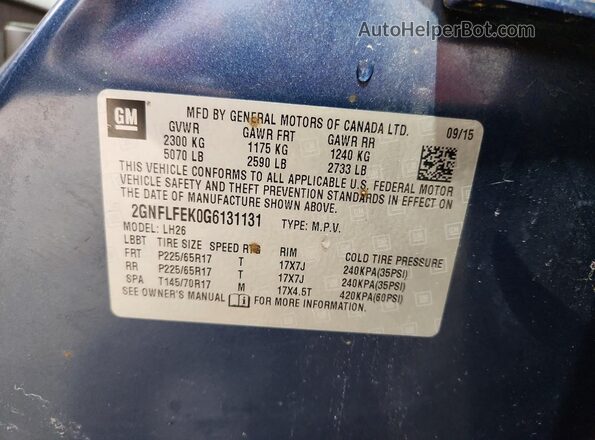 2GNFLFEK0G6131131 2016 CHEVROLET EQUINOX Blue Widok wnętrza 360 stopni