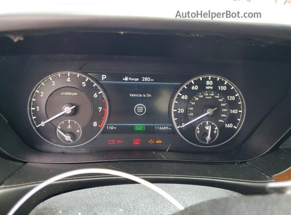 KMHG34JA0HU022990 2017 GENESIS G90 Gray Հետևի նստատեղերի տեսք