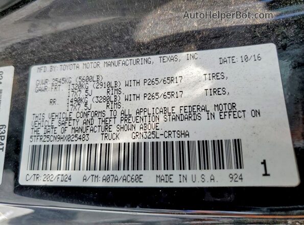 5TFRZ5CN9HX025483 2017 TOYOTA TACOMA Black 