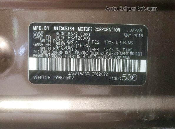 JA4AT5AA0JZ062022 2018 MITSUBISHI ECLIPSE Brown 