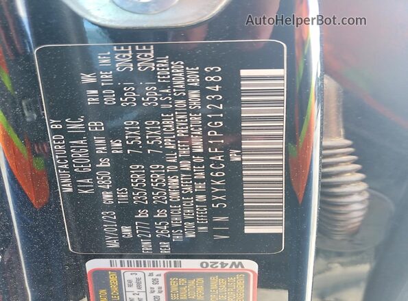 5XYK6CAF1PG123483 2023 KIA SPORTAGE Black სალონის 360-გრადუსიანი ხედი