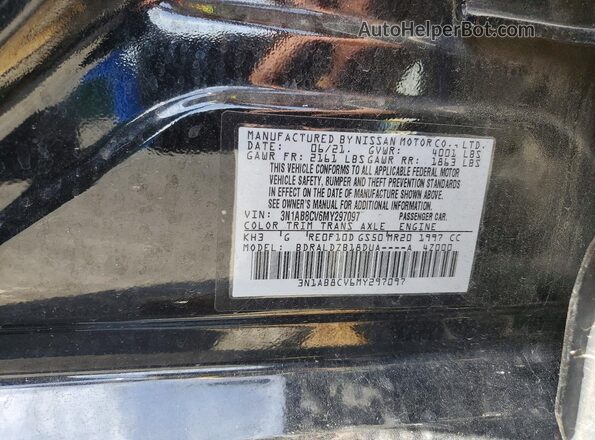 3N1AB8CV6MY297097 2021 NISSAN SENTRA Черный Вид наклейки с VIN-кодом