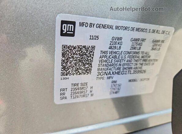 3GNAXHEG1TL359926 2026 CHEVROLET EQUINOX Gray 