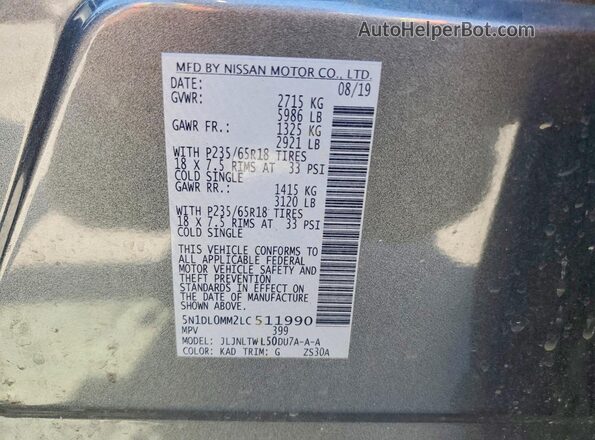5N1DL0MM2LC511990 2020 INFINITI QX60 Gray 