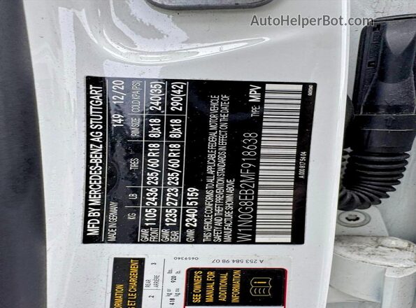 W1N0G8EB2MF918638 2021 MERCEDES-BENZ GLC-CLASS White Widok tylnych siedzeń