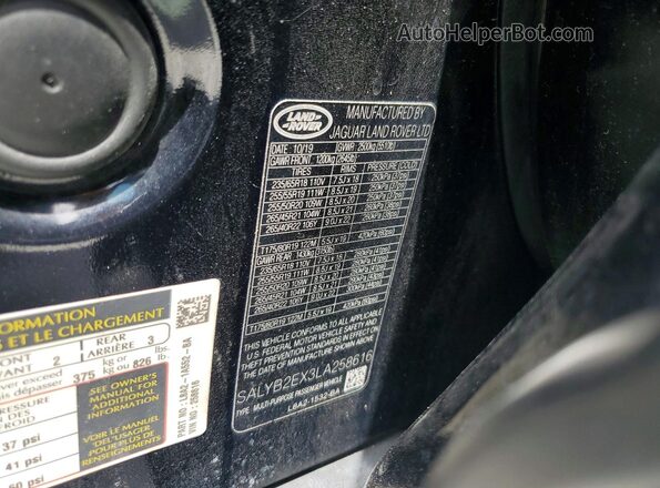 SALYB2EX3LA258616 2020 LAND ROVER RANGE Black 