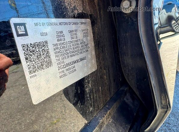 2G1105S35K9138482 2019 CHEVROLET IMPALA Black Vista interior trasera