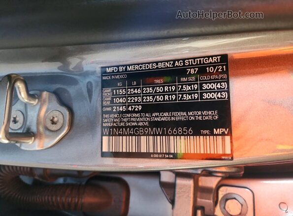 W1N4M4GB9MW166856 2021 MERCEDES-BENZ GLB-CLASS Gray 