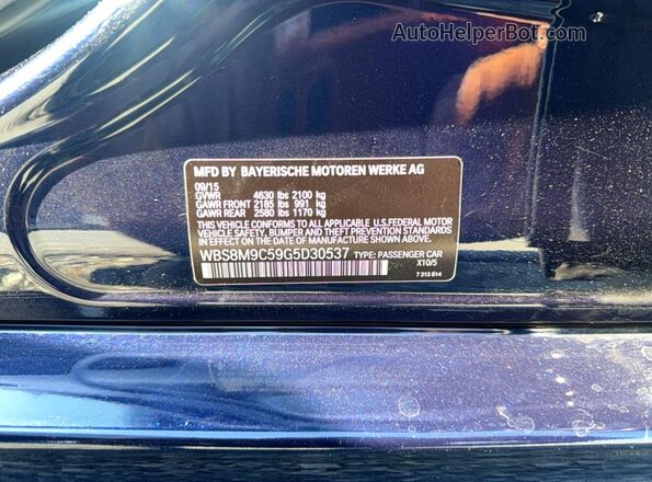 WBS8M9C59G5D30537 2016 BMW M3 Синий Вид задней части салона