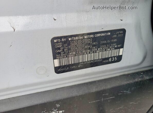 JA4J3TA82NZ065852 2022 MITSUBISHI OUTLANDER White 