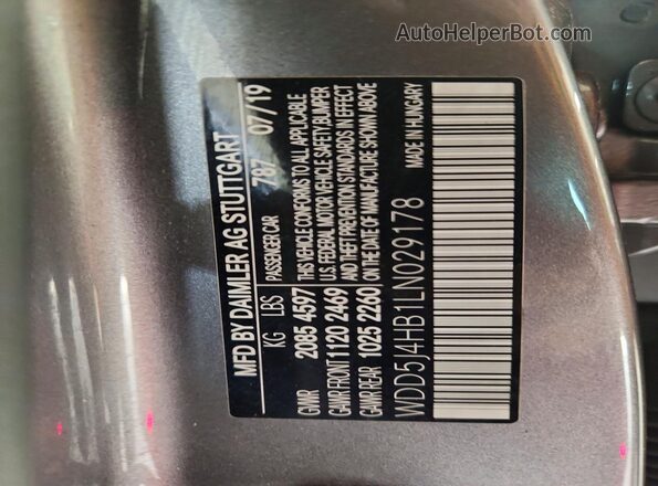 WDD5J4HB1LN029178 2020 MERCEDES-BENZ CLA-CLASS Gray Widok wnętrza 360 stopni