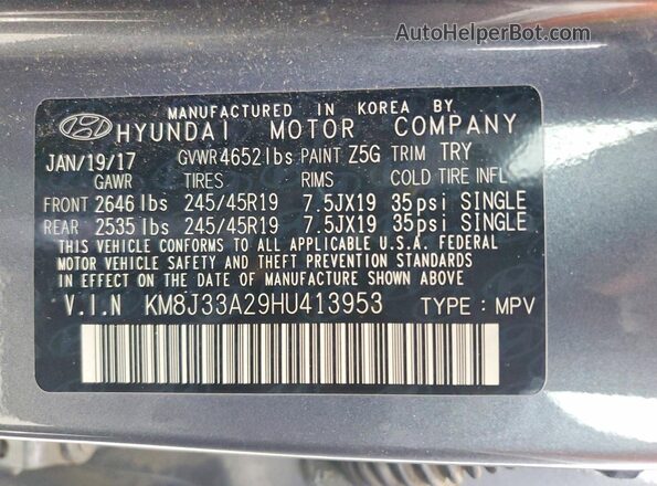KM8J33A29HU413953 2017 HYUNDAI TUCSON Gray სალონის 360-გრადუსიანი ხედი
