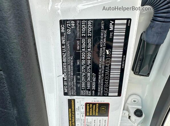 4JGFB4KB3MA433186 2021 MERCEDES-BENZ GLE White 