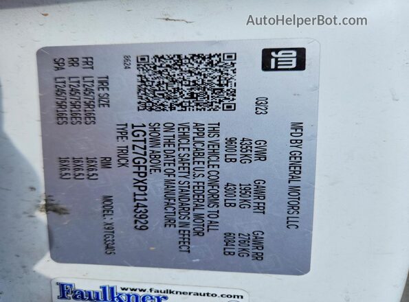 1GTZ7GFPXP1143929 2023 GMC SAVANA White 