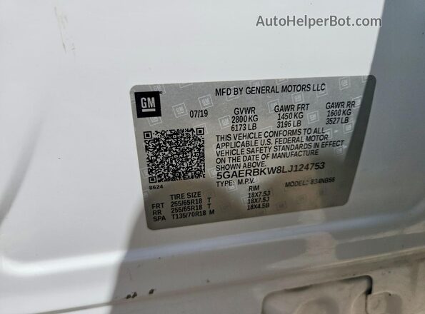 5GAERBKW8LJ124753 2020 BUICK ENCLAVE White სალონის 360-გრადუსიანი ხედი