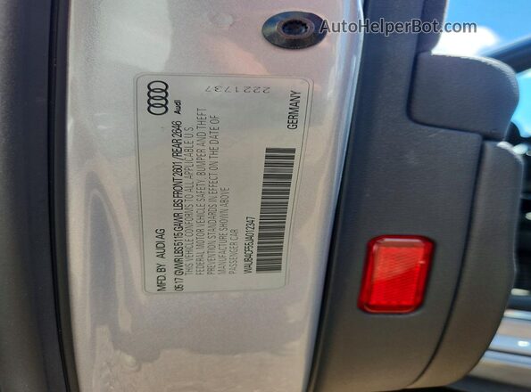 WAUB4CF55JA012347 2018 AUDI S5 Silver VIN sticker view