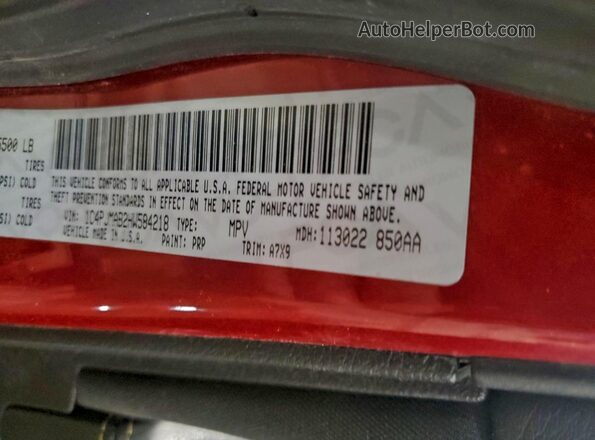 1C4PJMAB2HW584218 2017 JEEP GRAND CHER Maroon Vista interior de 360 grados