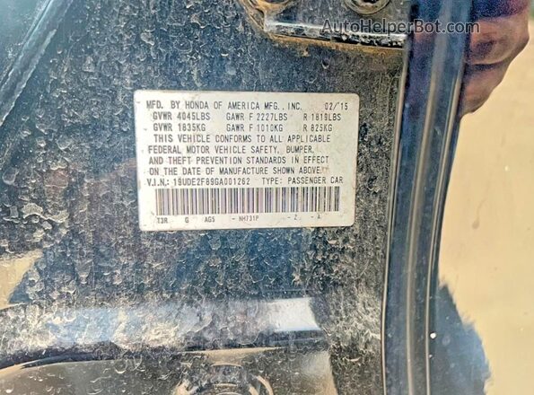 19UDE2F89GA001262 2016 ACURA ILX Black Rear interior view