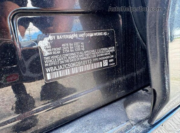 WBAJA7C50KG910112 2019 BMW 5 SERIES Charcoal 