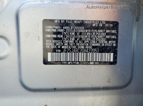 JF2SJARC2GH422051 2016 SUBARU FORESTER Gray 